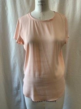 Womens, Blouse, ANN TAYLOR, Ecru, Polyester, Cotton, Solid, M, Pullover, Solid, Short Sleeves