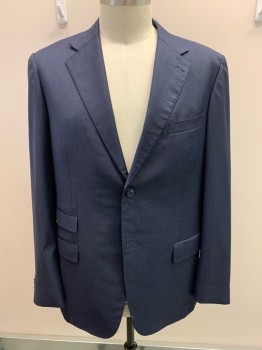 DI STEFANO, Navy Blue, Navy Blue, Wool, Houndstooth, Single Breasted, 2 Buttons, Notched Lapel, 4 Pockets, Double Vent