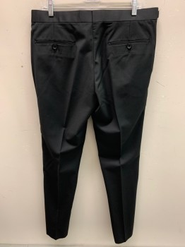 Mens, Suit, Pants, GIORGIO FIORELLI, Black, Polyester, Rayon, Solid, 34, 36, Zip Front, Button Closure, Adjustable Slides, F.F, 4 Pockets,