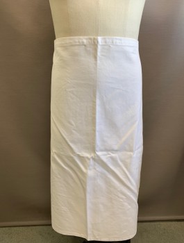 N/L, White, Cotton, Solid, Twill, No Pockets, Self Ties at Waist