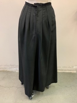 NL, Black, Silk, Solid, Full Length Faille,rear Pleats,damage and Wear ,see Photos