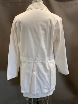 Womens, Lab Coat Women, BARCO, Off White, Poly/Cotton, Solid, XL, Notched Lapel, 3 Bttns, 2 Pckts with Tabs with Bttns,