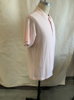LACOSTE, Pink, Cotton, Solid, Pique Knit, C.A., 2 Btn Placket, S/S,