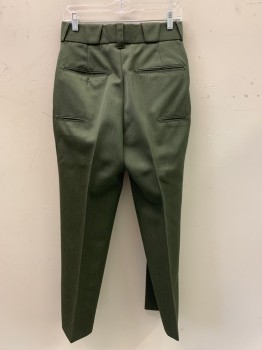 Womens, Police/Fire Pants , NO LABEL, Olive Green, Polyester, Cotton, Solid, 14, F.F, Side Pockets, Zip Front, Belt Loops