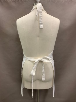 RE ROOM ESSENTIALS, White, Cotton, Solid, 2 Pockets, Ties At Waist And Neck