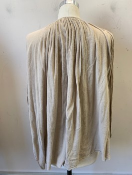 N/L MTO, Beige, Cotton, Solid, Sheer Gauze, L/S, Pullover, Round Neck with Self Ties, Raw Edges at Hem, Self Ties at Wrists, Pirate, Working Class