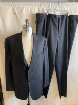 TALLIA UOMO, Charcoal Gray, Wool, Solid, Notched Lapel, 2 Bttn Single Breasted, 3 Pockets, 4 Inner Pockets