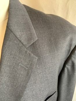 TALLIA UOMO, Charcoal Gray, Wool, Solid, Notched Lapel, 2 Bttn Single Breasted, 3 Pockets, 4 Inner Pockets