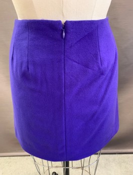 Womens, Skirt, Mini, J CREW, Purple, Polyester, Wool, Solid, 28W, Tabs on Front with Button at Center Front.pockets and CB Zipper.