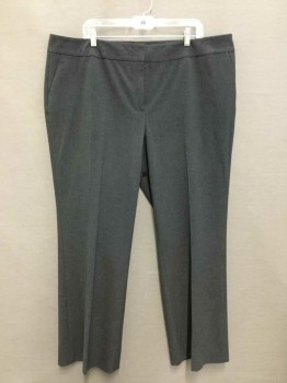 Womens, Slacks, SEJOUR, Gray, Polyester, Lycra, Heathered, 20W, Flat Front, Zip Fly, Double