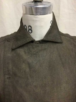 Mens, Historical Fiction Shirt, Anto, Brown, Faded, 32, 15, Buttons On Right Side, Collar Attached, Long Sleeves,