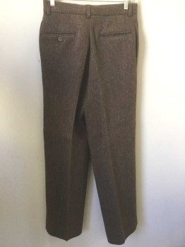 N/L, Brown, Wool, Solid, Thick Itchy Wool, Pleated Waist, Zip Fly, Belt Loops, 4 Pockets, Made To Order,