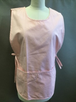 DAINTY MAID, Lt Pink, Polyester, Cotton, Solid, Pull Over, Pockets, Side Ties