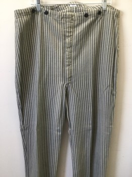 N/L, Gray, Navy Blue, Cotton, Stripes, Suspender Buttons, Button Fly, Old West Work Wear