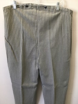 Mens, Historical Fiction Pants, N/L, Gray, Navy Blue, Cotton, Stripes, 34, 36, Suspender Buttons, Button Fly, Old West Work Wear