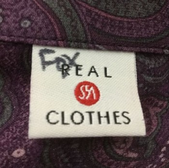 SFA REAL CLOTHES, Purple, Lavender Purple, Gray, Aubergine Purple, Silk, Paisley/Swirls, L/S, Button Front, Collar Attached, Notched Lapel, Button Cuff