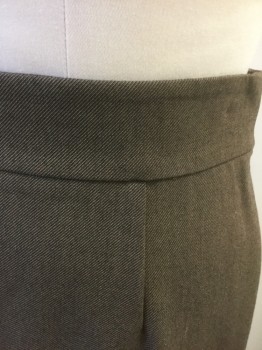 Womens, Skirt, Knee Length, ANTONIO MELANI, Brown, Polyester, Viscose, Solid, 8, Ribbed Texture, Pencil Skirt, 2" Wide Self Waistband, Darts at Either Side of Waist, Invisible Zipper at Center Back