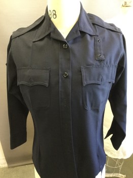 Womens, Fire/Police Shirt , ELBECO, Navy Blue, Polyester, Solid, 14 1/2, B/38, M, Button Front, 2 Pockets