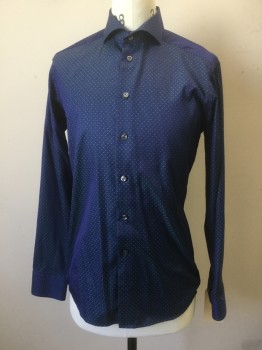 ETON, Blue, Mint Green, Cotton, Dots, Button Front, Collar Attached, Long Sleeves, * Damage on Left Cuff
