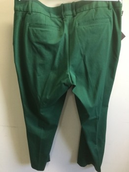 AVA & VIV, Emerald Green, Cotton, Spandex, Solid, Flat Front, Twill Weave,  2 Pockets, Belt Loops, 2 Back Welt Pockets