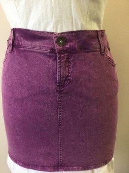 Womens, Skirt, Mini, TORRID, Purple, Cotton, Spandex, Solid, 16, Purple Denim, 5 Pockets, Zip Fly