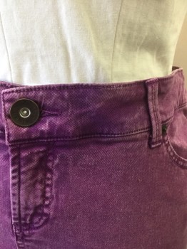 Womens, Skirt, Mini, TORRID, Purple, Cotton, Spandex, Solid, 16, Purple Denim, 5 Pockets, Zip Fly
