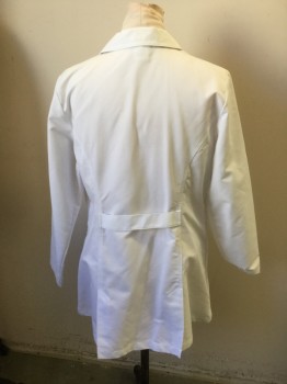 GREY'S ANATOMY, White, Poly/Cotton, Solid, Single Breasted, Button Front, Collar Attached, Notched Lapel, Long Sleeves, 3 Pockets, Tab Belt Attached Back Waist
