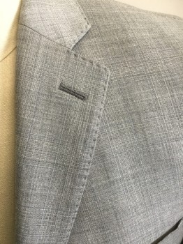 JOSEPH ABBOUD, Lt Gray, Wool, Plaid, Single Breasted, 2 Buttons,  3 Pockets, Hand Picked Collar/Lapel, 2