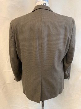 RALPH LAUREN, Black, Dk Brown, Beige, Wool, Houndstooth, Notched Lapel, Single Breasted, Button Front, 2 Buttons, 3 Pockets