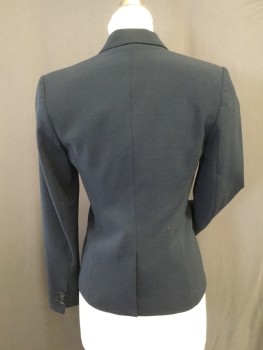 Womens, Blazer, THEORY, Navy Blue, Polyester, Lycra, B32, 0, 1 Button Single Breasted, , Peaked Lapel, 3 Faux Pockets, Slit Center Back,