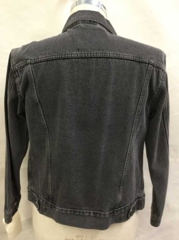 Mens, Jean Jacket, LEVI, Faded Black, Cotton, Solid, S, Traditional Jean Jacket Style