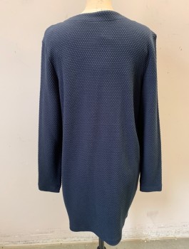 HANRO, Dk Gray, Viscose, Cotton, Solid, Honeycomb Texture Knit, Long Sleeves, Open Front with No Closures, 2 Patch Pockets