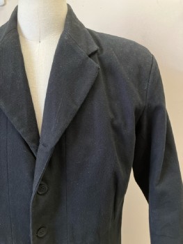 HISTORICAL EMPORIUM, Faded Black, Solid, C.A., Notched Lapel, SB. Back Vent, Padded Shoulders