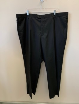 Mens, Suit, Pants, GIOVANNI TESTI, Black, Polyester, Viscose, Solid, 46/29, F.F, 4 Pockets, Belt Loops, Zip Fly