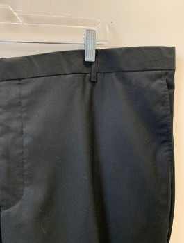 Mens, Suit, Pants, GIOVANNI TESTI, Black, Polyester, Viscose, Solid, 46/29, F.F, 4 Pockets, Belt Loops, Zip Fly