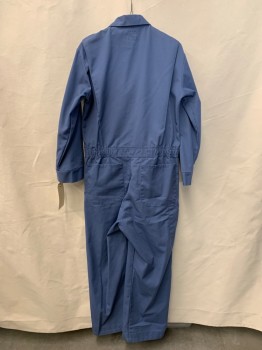 Mens, Coveralls/Jumpsuit, Mark's Work , French Blue, Cotton, Solid, 38R, L/S, Zip Front, Snap Buttons, Chest Pockets, Side Pockets, Collar Attached