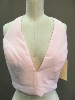 Rubber Ducky, Baby Pink, Polyester, Solid, Crepe, Lined, V-neck, Sleeveless, Side Zip, Cropped