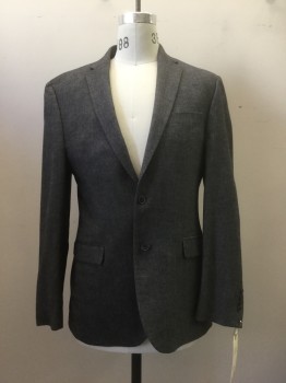 Mens, Sportcoat/Blazer, JOS A BANK, Heather Gray, Wool, Cotton, Heathered, 42 R , Heather Gray, Notched Lapel, 2 Buttons,