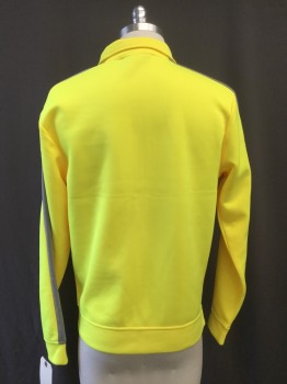 Mens, Sweatsuit Jacket, REBEL MINDS, Neon Yellow, White, Gray, Polyester, Spandex, Solid, Color Blocking, S, Tracksuit, Long Sleeves, Full Zip Front Polo, 2 Pockets, Geometric Paneling