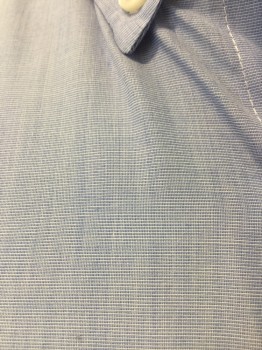 JCREW, Blue, White, Cotton, Solid, Micro Weave of Blue and White, Button Down Collar, Long Sleeves, Button Front, Patch Pocket,