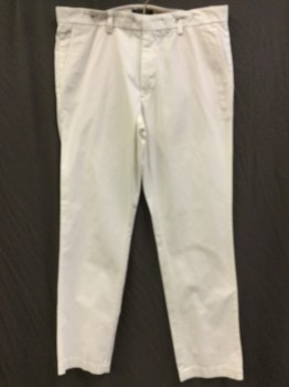 BANANA REPUBLIC, White, Cotton, Solid, White, Flat Front, Zip Front, 4 Pockets