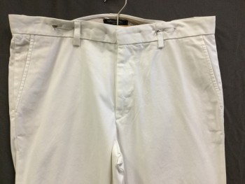 BANANA REPUBLIC, White, Cotton, Solid, White, Flat Front, Zip Front, 4 Pockets