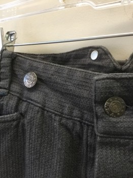 WAH MAKER, Gray, Cotton, Stripes - Pin, Top Stitched Vertical Pinstripes on Cotton Canvas, Button Fly, 3 Pockets Plus 1 Watch Pocket, Reproduction Old West Wear
