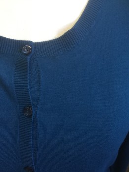Womens, Sweater, SUSINA, Teal Blue, Viscose, Nylon, Solid, XL, Button Front, Long Sleeves, 2 Faux Pockets,