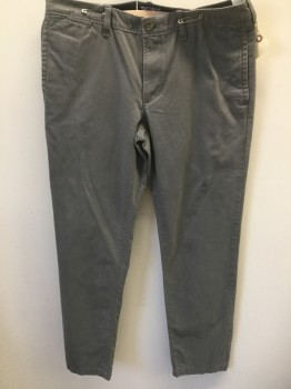 Mens, Casual Pants, 14TH & UNION, Gray, Cotton, Solid, 32/32, Flat Front, Twill Weave, Welt Pocket Right Front Side