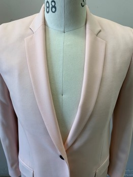 Womens, Blazer, PAUL SMITH, Lt Pink, Wool, Solid, 10, Notched Lapel, 2 Buttons,  2 Pocket,   Back Vent    Right Side Lapel Has a Stain