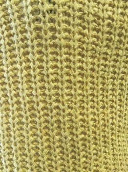 MOON AND MADISON, Mustard Yellow, Acrylic, Nylon, Solid, Knit, Scoop Neck, Pullover,