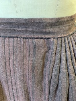 N/L MTO, Brown, Black, Cotton, Stripes - Pin, 1" Wide Self Waistband, Cartridge Pleated Waist, Floor Length, Aged, Hook & Bar Closures in Back, Made To Order Reproduction (Pictured with Bumroll, Not Included)