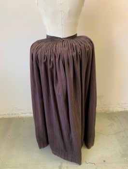 Womens, Historical Fiction Skirt, N/L MTO, Brown, Black, Cotton, Stripes - Pin, W22-26, 1" Wide Self Waistband, Cartridge Pleated Waist, Floor Length, Aged, Hook & Bar Closures in Back, Made To Order Reproduction (Pictured with Bumroll, Not Included)