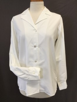 EXECUTIVE APPAREL, White, Synthetic, Solid, Omens Short Medical Jacket, Open Notched Collar, 4 Button Center Front,